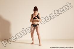 Underwear Martial art Woman White Moving poses Slim medium brown Dynamic poses Academic